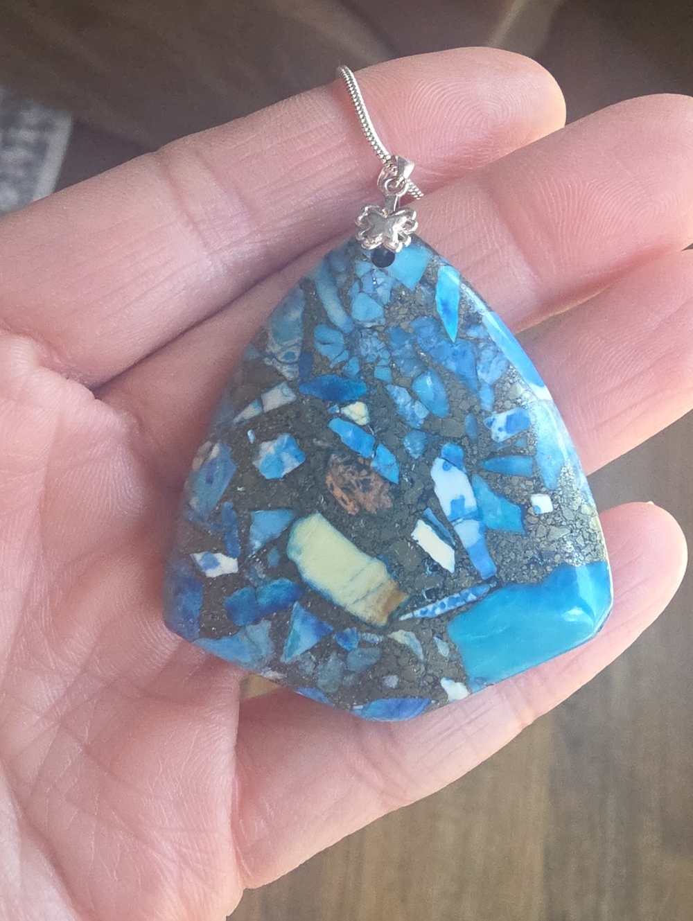 Blue Sea Sediment Jasper Pendant Necklace